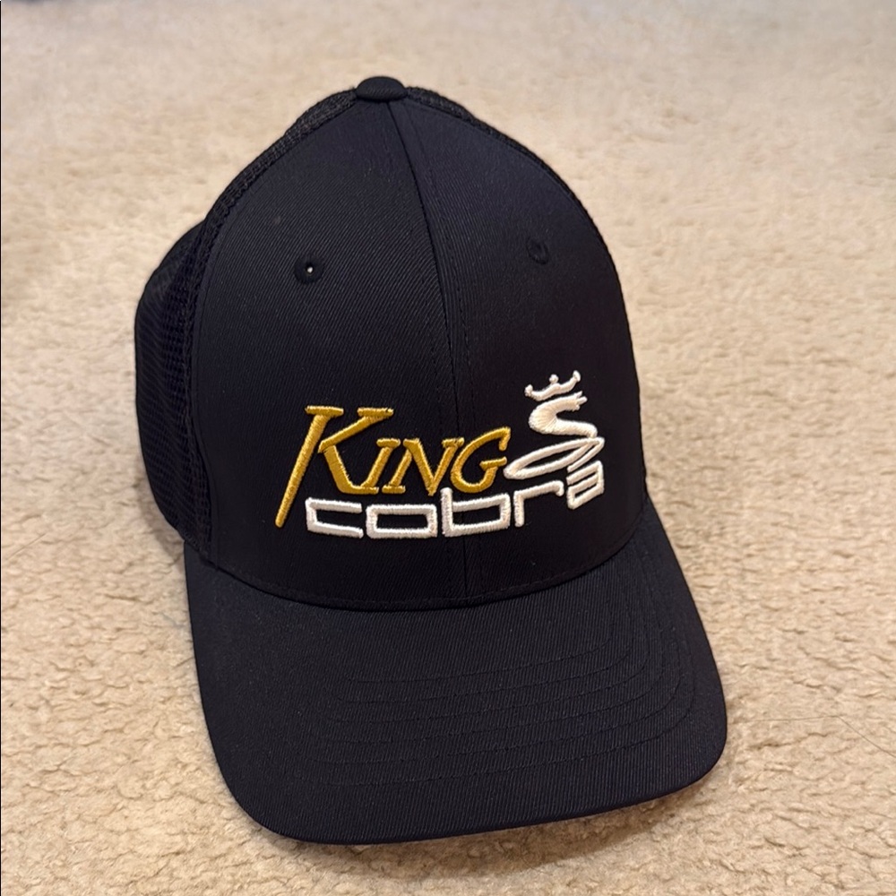 Black and Gold King Cobra Hat with Embroidered Design